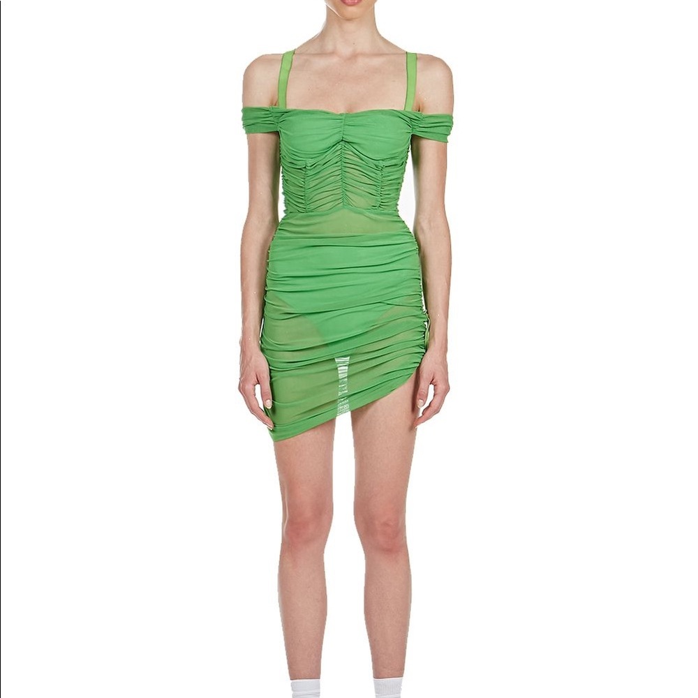 Danielle Guizo Lynx Ruched dress green